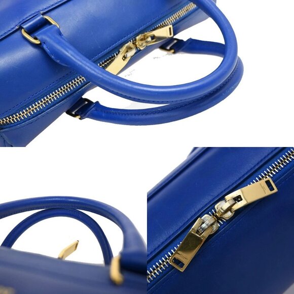 SAINT LAURENT Logo Baby Duffle 2Way Shoulder Hand Bag Leather Blue GHW 77EE942 - Picture 9 of 15